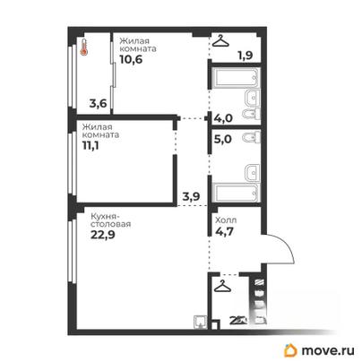 2-комн. квартира, 67.1 м&sup2;