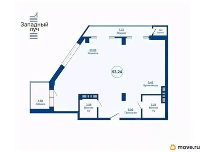 3-комн. квартира, 93.83 м&sup2;