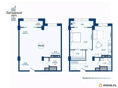 2-комн. квартира, 66.06 м&sup2;