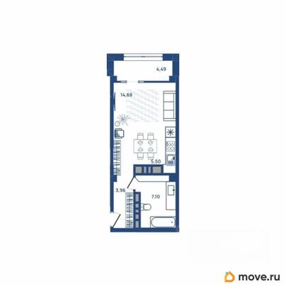 1-комн. квартира, 31.3 м&sup2;