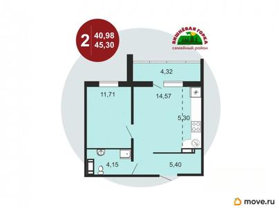 2-комн. квартира, 45.3 м&sup2;