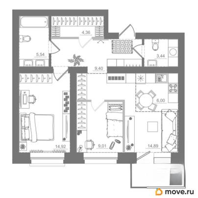 2-комн. квартира, 67.56 м&sup2;