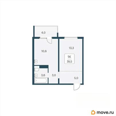1-комн. квартира, 39.5 м&sup2;