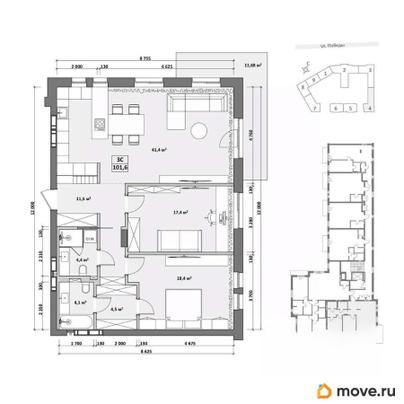 3-комн. квартира, 113.1 м&sup2;