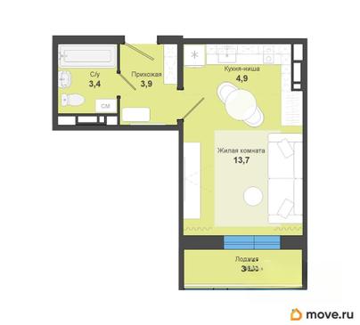 студия, 29.6 м&sup2;