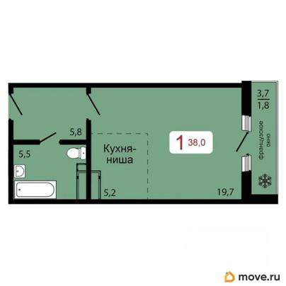 1-комн. квартира, 38 м&sup2;