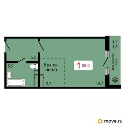 1-комн. квартира, 38 м&sup2;