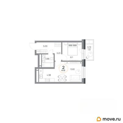2-комн. квартира, 41.12 м&sup2;