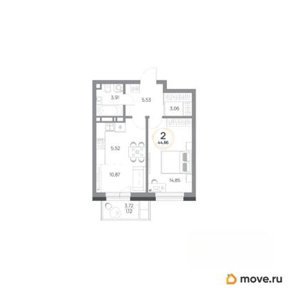 2-комн. квартира, 44.86 м&sup2;