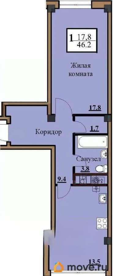 1-комн. квартира, 45 м&sup2;