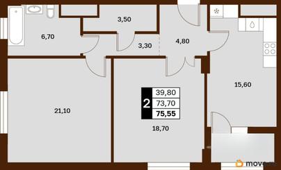 2-комн. квартира, 75.55 м&sup2;