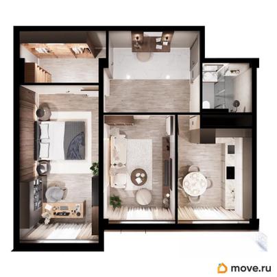 2-комн. квартира, 68.29 м&sup2;