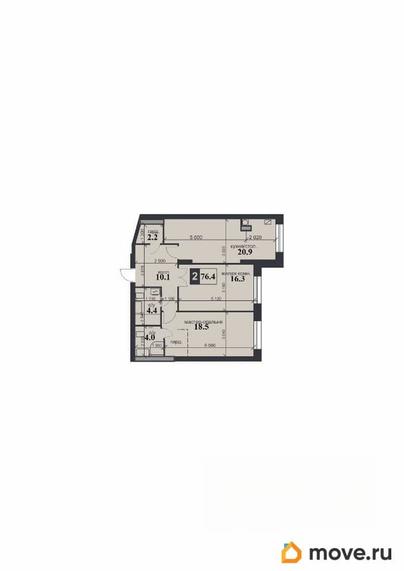 2-комн. квартира, 74.6 м&sup2;