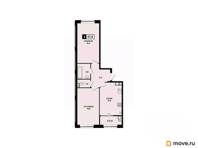 2-комн. квартира, 57.8 м&sup2;