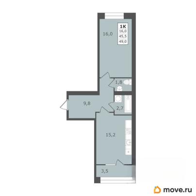 1-комн. квартира, 49 м&sup2;