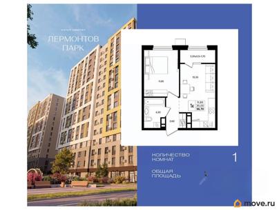 1-комн. квартира, 36.7 м&sup2;