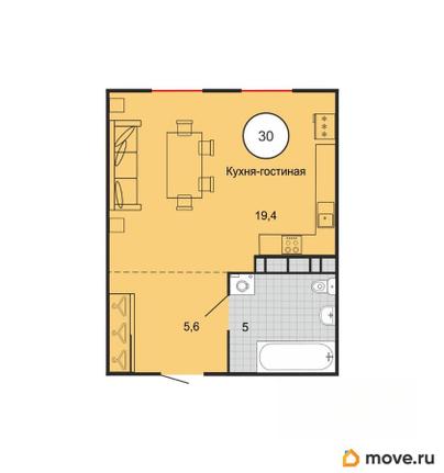 1-комн. квартира, 29.9 м&sup2;