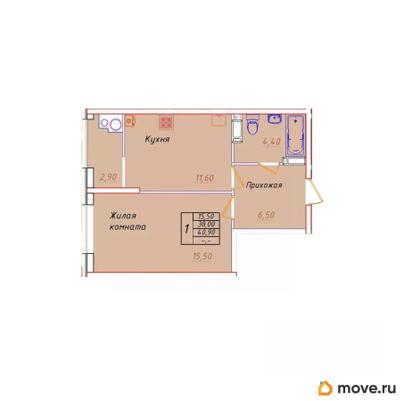 1-комн. квартира, 40.9 м&sup2;