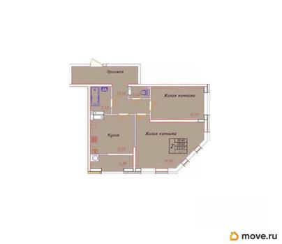 2-комн. квартира, 63.4 м&sup2;