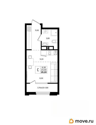 студия, 25.2 м&sup2;