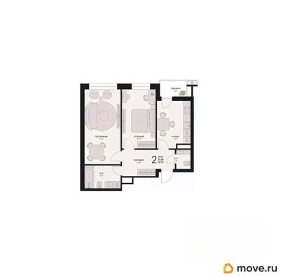 2-комн. квартира, 58.7 м&sup2;