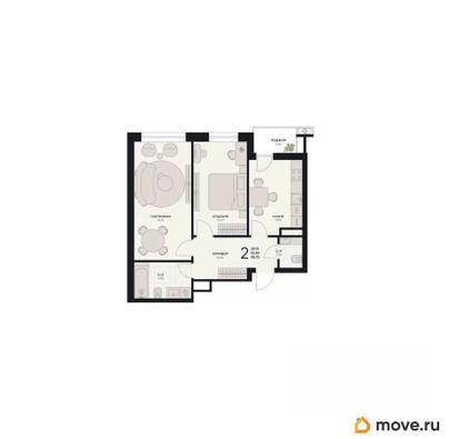 2-комн. квартира, 58.7 м&sup2;