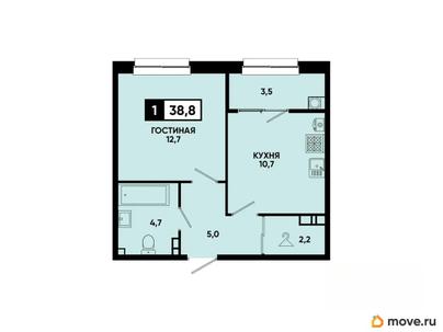 1-комн. квартира, 38.8 м&sup2;