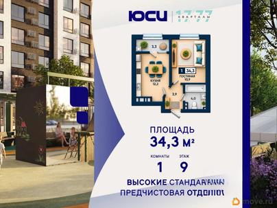 1-комн. квартира, 34.3 м&sup2;