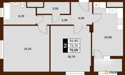 2-комн. квартира, 75.55 м&sup2;