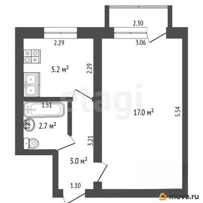 1-комн. квартира, 27.9 м&sup2;
