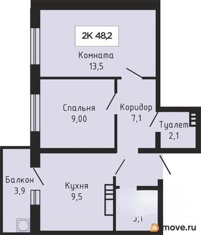 2-комн. квартира, 48 м&sup2;