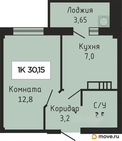 1-комн. квартира, 30 м&sup2;