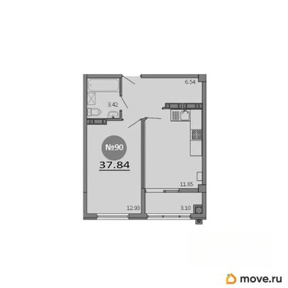1-комн. квартира, 37.84 м&sup2;