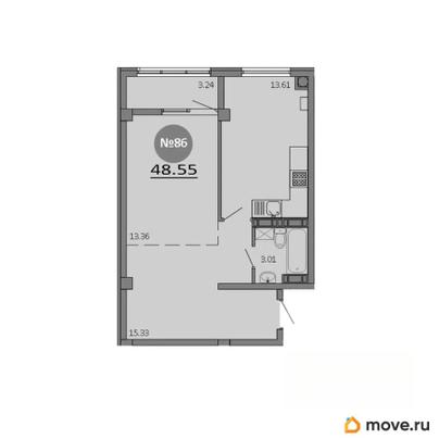 1-комн. квартира, 48.55 м&sup2;
