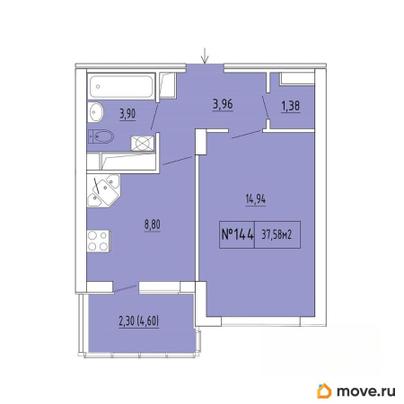 1-комн. квартира, 35.28 м&sup2;