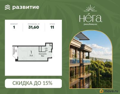 1-комн. квартира, 31.6 м&sup2;