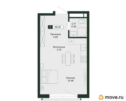 студия, 28.02 м&sup2;