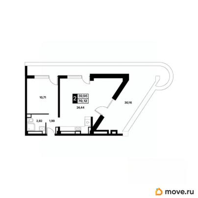 1-комн. апартаменты, 70.12 м&sup2;