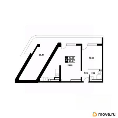 1-комн. апартаменты, 68.97 м&sup2;