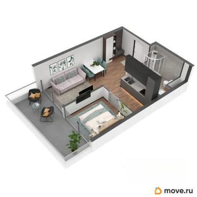 2-комн. апартаменты, 61.6 м&sup2;