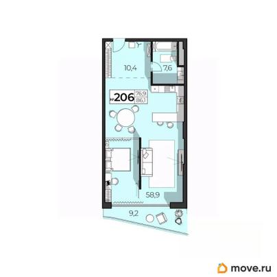 2-комн. апартаменты, 86.1 м&sup2;
