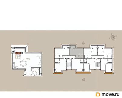 1-комн. апартаменты, 44.3 м&sup2;