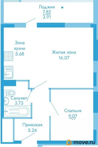 2-комн. квартира, 42.69 м&sup2;