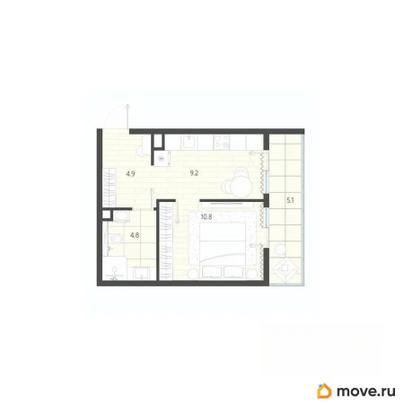 1-комн. квартира, 34.9 м&sup2;