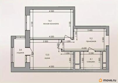1-комн. квартира, 41.9 м&sup2;