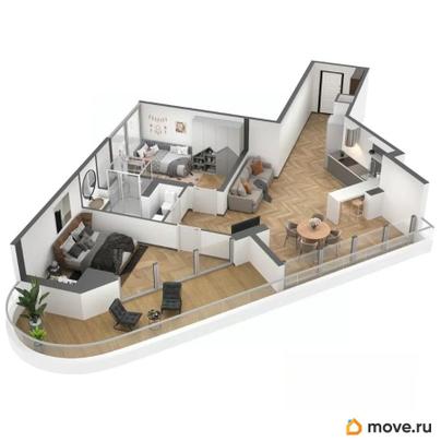 3-комн. апартаменты, 82 м&sup2;