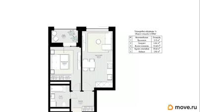 1-комн. квартира, 45.77 м&sup2;