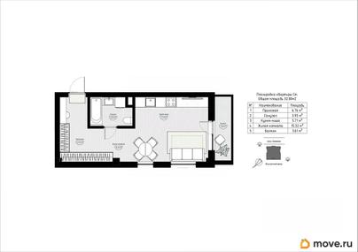 студия, 35.33 м&sup2;