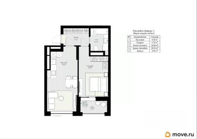 1-комн. квартира, 48.83 м&sup2;
