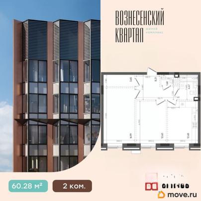 2-комн. квартира, 60.28 м&sup2;